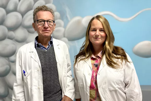 Aleksander Giwercman, professor vid Lunds universitet samt överläkare vid SUS, Malmö och Amelie Stenqvist, PhD och lärare vid Lunds universitet samt specialistläkare inom gynekologi och obstetrik vid SUS i Malmö. Foto: Åsa Hansdotter